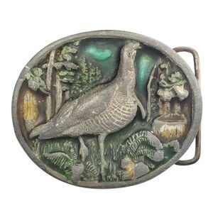 Vintage Bergamot Brass Works Belt Buckle Wild Turkey Made In USA 3in x 2in
